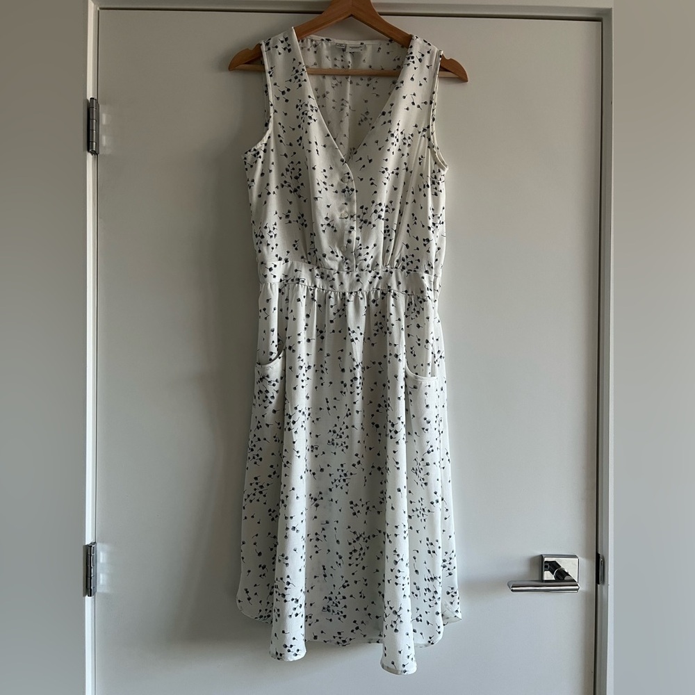JDY White Midi Dress with Navy Floral Pattern